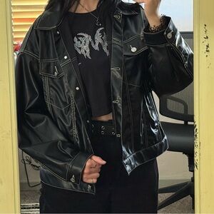 H&M Shiny Black Leather Jacket